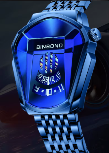 Reloj BINBOND –  Estilo Motocicleta Deportivo, cronógrafo  de cristal 3D De Moda De Lujo.